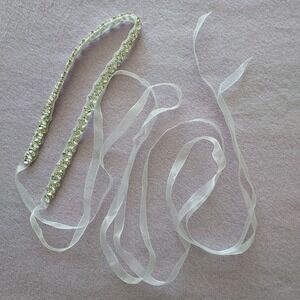 Silver‎ Rhinestone Bridal Sash Wedding Belt Crystal Jewel White Formal Fairycore